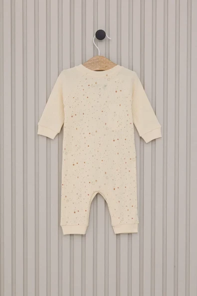 Kız Bebek Uzun Kol Patiksiz Tulum  Krem - Resim 5