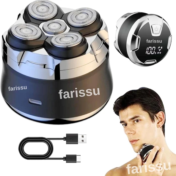Kel Kafa Tıraş Makinesi RQ518 – Günlük, Sakal ve Baş Tıraşı İçin, 5 Başlıklı, USB Şarjlı, Su Geçirmez - 3