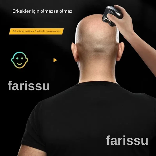 Kel Kafa Tıraş Makinesi RQ518 – Günlük, Sakal ve Baş Tıraşı İçin, 5 Başlıklı, USB Şarjlı, Su Geçirmez - 6