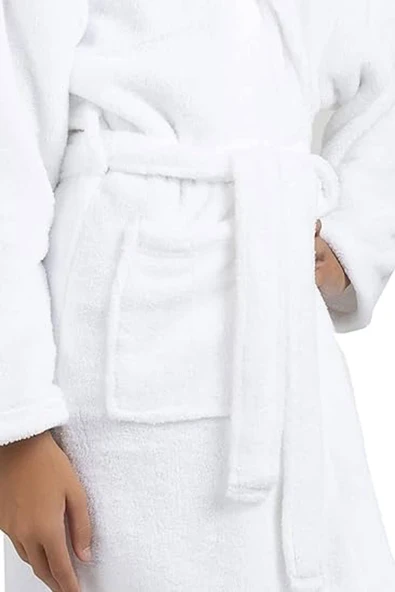 Kapüşonlu %100 Pamuklu Unisex Garson Boy Çocuk Banyo Bornozu 11-14 Yaş - 6