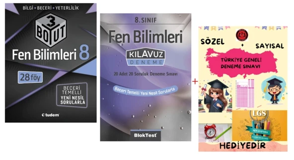 TUDEM YAYINLARI LGS FEN BİLİMLERİ 3 BOYUT BECERİ TEMELLİ SORU BANKASI - FEN BİLİMLERİ KLAVUZ DENEME - HEDİYE ürün görseli