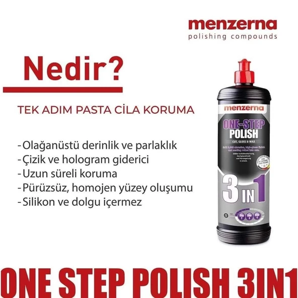 MENZERNA One-Step Polish 3in1 Tek Adım Pasta Cila Koruma 250 ml - 2