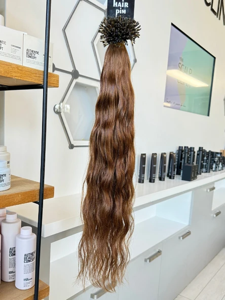 HairPim Wavy %100 İnsan Saçı (0.8 Gr) Kahve 50 Adet 70 Cm HP356