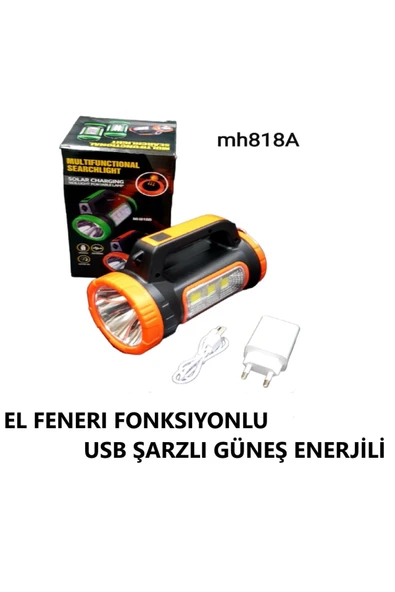 Yunuskayatek Güneş Enerjili Usb Şarjlı Kamp El Feneri 5 Fonksiyonlu