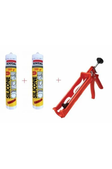 Soudal 2 Adet Şeffaf Silikon Ve Tabanca