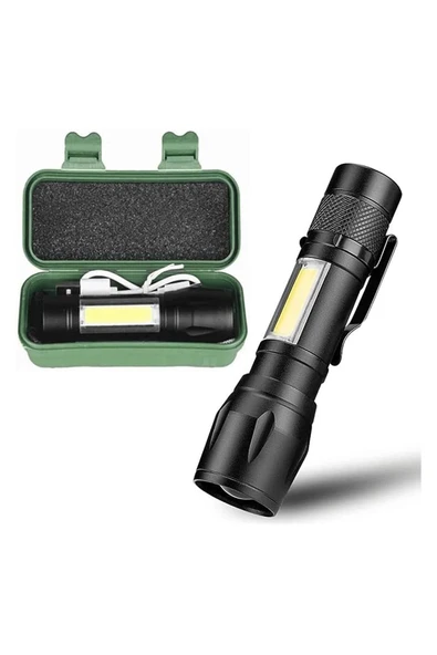 Yunuskayatek Taktik Led Usb Şarjlı Ultra Güçlü Mini Kutulu El Feneri