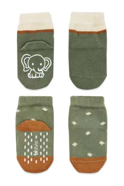 Hayvan Figür Kaymaz Kız Soket Çorap 2'li  Nil - Resim 2