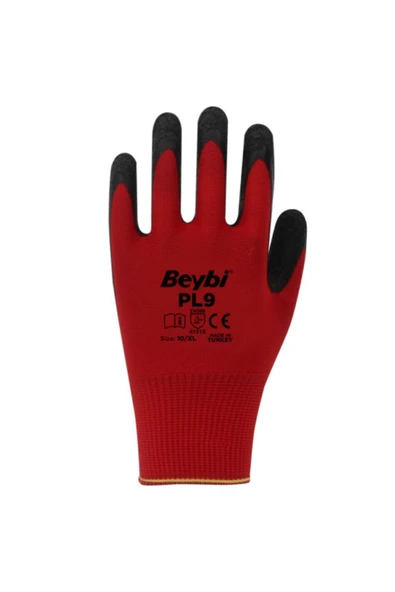 Beybi Pl9 Camcı Polyester Örme Lateks Işçi Eldiveni 10 Numara 12 Çift - Resim 2