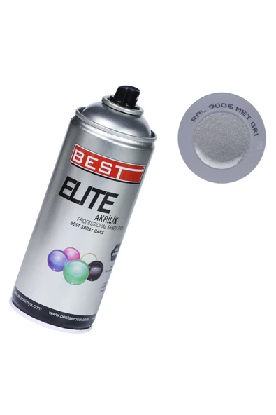 Best Elite Metal Gri 9006 Akrilik Hızlı Kuruyan Profesyonel Sprey Boya 400 Ml