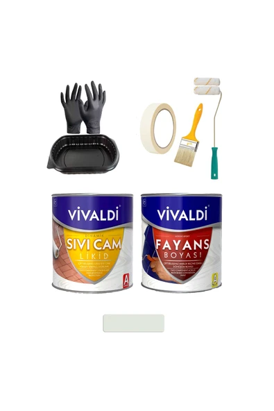 Vivaldi Fayans Boyası Seti Sıvı Cam Ve Uygulama Seti Tezgah,Mermer,Banyo,Mutfak Boyama Seti 1 Lt ürün görseli 1