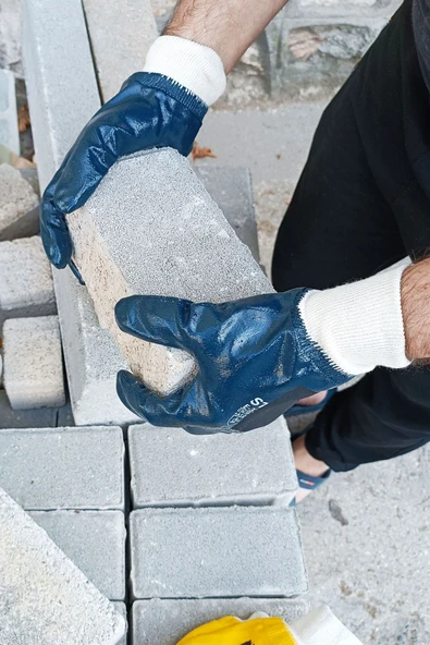 Yunuskayatek Nitril Tam Kaplamalı Içi Pamuklu Inşaat Işçi Eldiveni 10 Numara Mavi - Taşcı Eldiveni 1Koli-240Çift - Resim 2