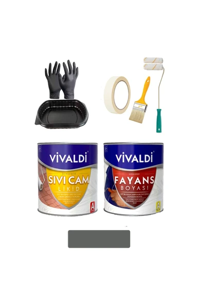 Vivaldi Fayans Boyası Seti Sıvı Cam Ve Uygulama Seti Tezgah,Mermer,Banyo,Mutfak Boyama Seti 1 Lt