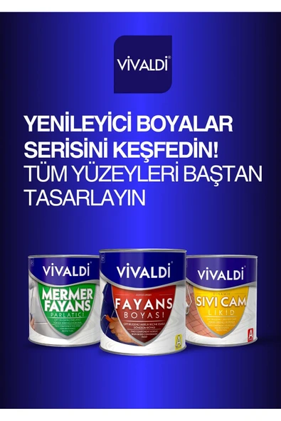 Vivaldi Fayans Boyası Seti Sıvı Cam Ve Uygulama Seti Tezgah,Mermer,Banyo,Mutfak Boyama Seti 1 Lt - Resim 8