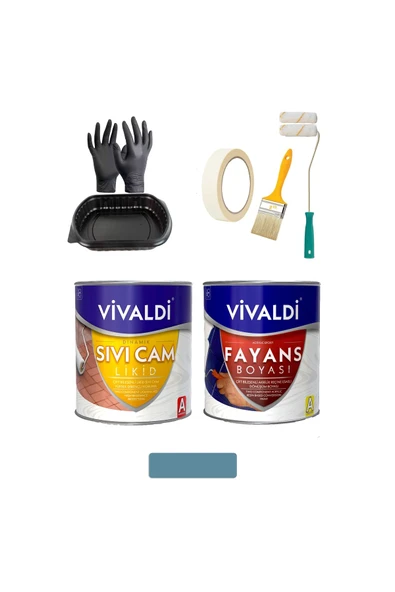 Vivaldi Fayans Boyası Seti Sıvı Cam Ve Uygulama Seti Tezgah,Mermer,Banyo,Mutfak Boyama Seti 1 Lt