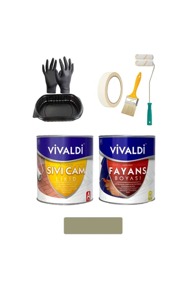 Vivaldi Fayans Boyası Seti Sıvı Cam Ve Uygulama Seti Tezgah,Mermer,Banyo,Mutfak Boyama Seti 1 Lt