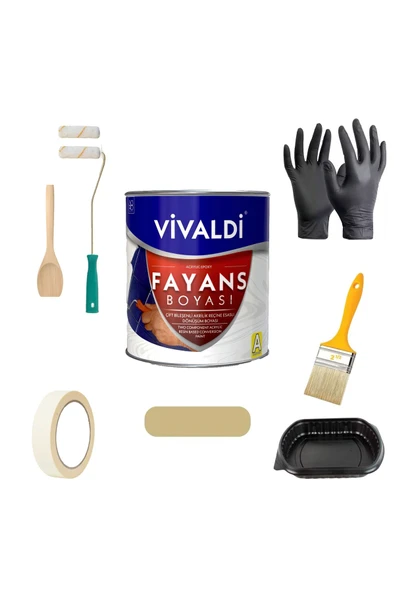 Vivaldi Tezgah,Mermer,Fayans Boyası Seti Vernik Ve Astar Gerektirmez Mutfak Ve Banyo Boyası 1Kg ürün görseli 1