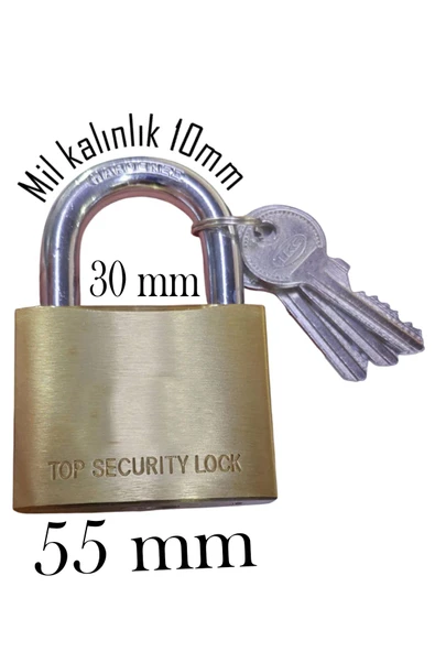 Yunuskayatek Paslanamaz Çelik Asma Kilit 60Mm %100 Pirinç 3 Anahtarlı