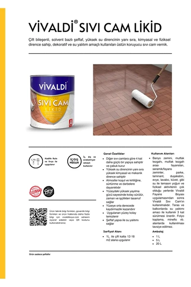 Vivaldi Fayans Boyası Seti Sıvı Cam Ve Uygulama Seti Tezgah,Mermer,Banyo,Mutfak Boyama Seti 1 Lt - Resim 7