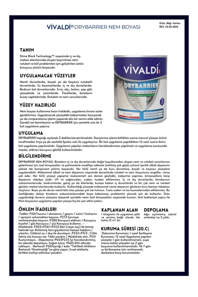 Vivaldi Nem Rutubet Ve Küf Önleyici Boya - Antibakteriyel Özellikli Kesin Çözüm Ürünü - Drybarrıer 1 Kg - 7