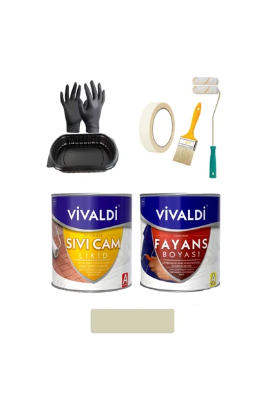 Vivaldi Fayans Boyası Seti Sıvı Cam Ve Uygulama Seti Tezgah,Mermer,Banyo,Mutfak Boyama Seti 1 Lt