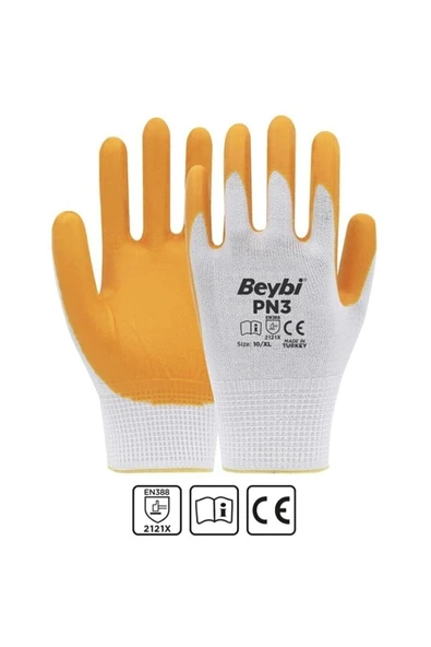Beybi Pn3 Sarı Nitril Eldiven 12 Çift