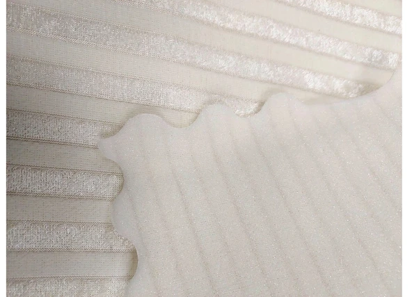 Süngerli Kadife Gofre Çizgili Kaymaz Koltuk Örtüsü (170x210)-Krem - 3