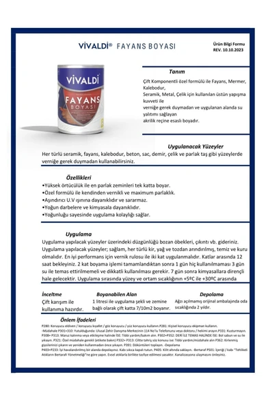 Vivaldi Fayans Boyası Seti Sıvı Cam Ve Uygulama Seti Tezgah,Mermer,Banyo,Mutfak Boyama Seti 1 Lt - 5