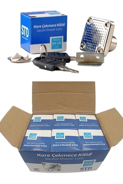Şenel 12 Adet Kutu Std Kare Çekmece Kilidi Kapak Dolap Posta Kutusu Kilit 2 Anahtarlı