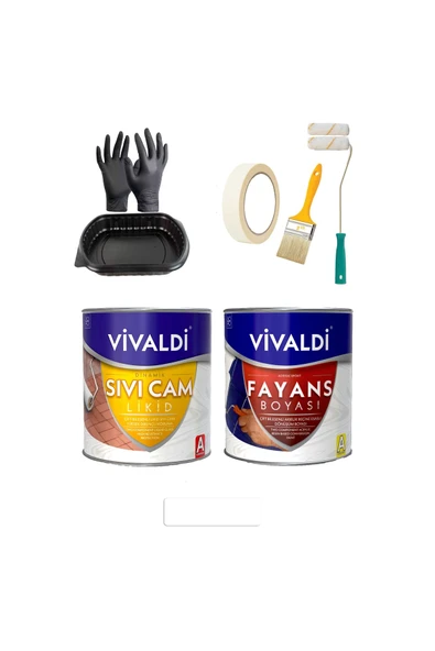 Vivaldi Fayans Boyası Seti Sıvı Cam Ve Uygulama Seti Tezgah,Mermer,Banyo,Mutfak Boyama Seti 1 Lt ürün görseli 1