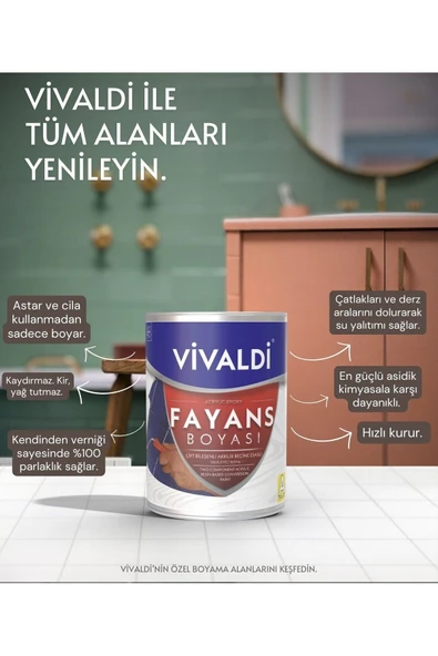 Vivaldi Tezgah,Mermer,Fayans Boyası Seti Vernik Ve Astar Gerektirmez Mutfak Ve Banyo Boyası 1Kg - Resim 4