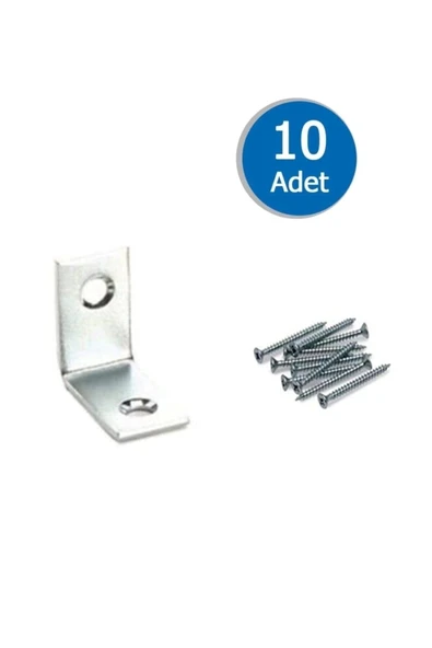 Nalbur Diyarı 10 Adet L Demir Dolap Sabitleme 15*25*25 Masa Gönye Vida, Mobilya Dolap Köşe Bağlantı Sabitleme