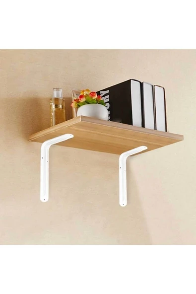 Yunuskayatek Raf Altı Ayak Raf Tutucu L Demir 19,5 X 26,5 Cm Beyaz Montaj Aparatı (2 Adet) Montaj Vidaları Dahil