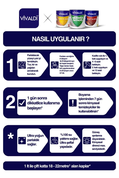 Vivaldi Fayans Ve Mermer Parlatıcı 1L - Tüm Yüzeyler Için Parlatıcı Vernik - Mermer, Fayans, Parke Parlatıcı - 4