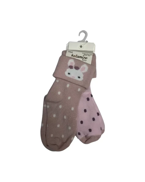 Lintan 2'li Bebek Soket Çorap K46272 Asorti - Resim 3