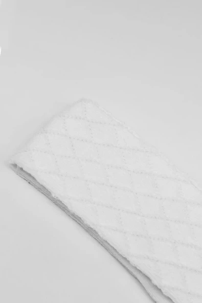 Tekli Ekose Kabartma Penye Külotlu Çorap Bs50105 Beyaz - Resim 14