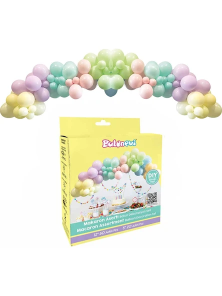 Balon Dekorasyonu 3lü Set Asorti Set 70'li - Makaron