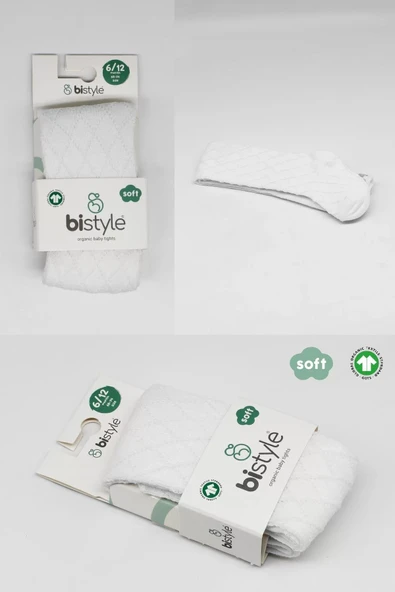 Tekli Ekose Kabartma Penye Külotlu Çorap Bs50105 Beyaz - Resim 7