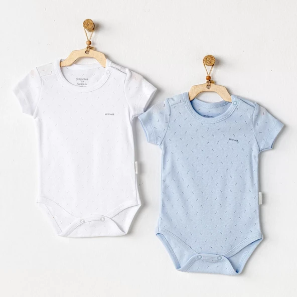 Sleeve Jacquard 2'li Basic Body Blue White - Resim 2