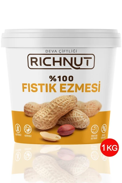 Richnut Şekersiz %100 Saf Doğal Fıstık Ezmesi 1 Kg