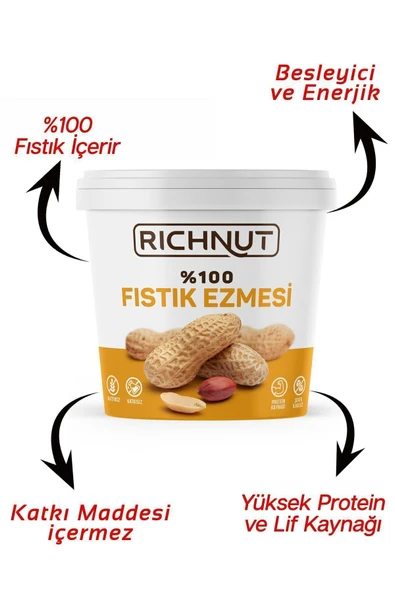 Richnut Şekersiz %100 Saf Doğal Fıstık Ezmesi 1 Kg - 3