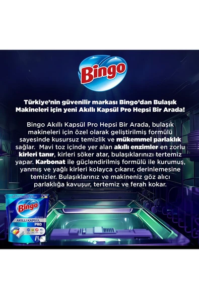 Bingo Akıllı Kapsül Pro Bulaşık Makinesi Deterjanı Tableti 50'li x 2 Adet 100 Kapsül - 5