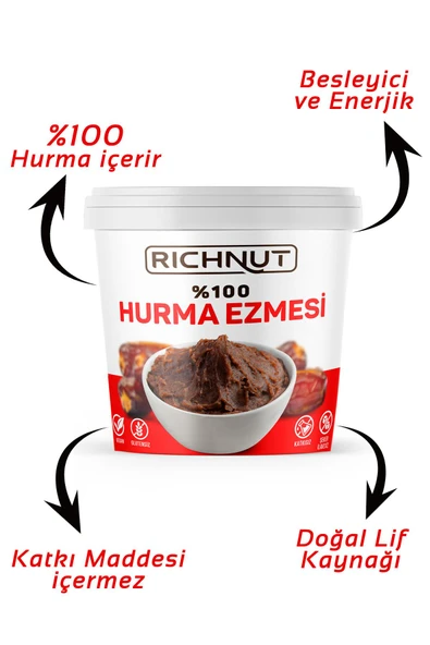 RİCHNUT Katkısız Doğal Hurma Ezmesi - %100 Hurma Püresi 1 Kg - 2