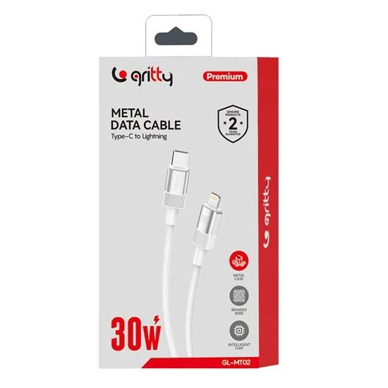 Gritty 30W Metal Type-C to Lightning Şarj Kablosu 1 m Beyaz (GL-MT02) - 2