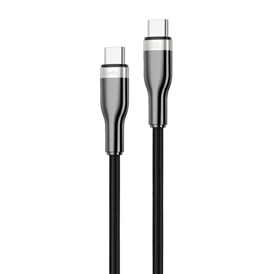 Gritty 100W Type-C to Type-c Örgülü 1 m Şarj Kablosu Siyah (GLZA01)