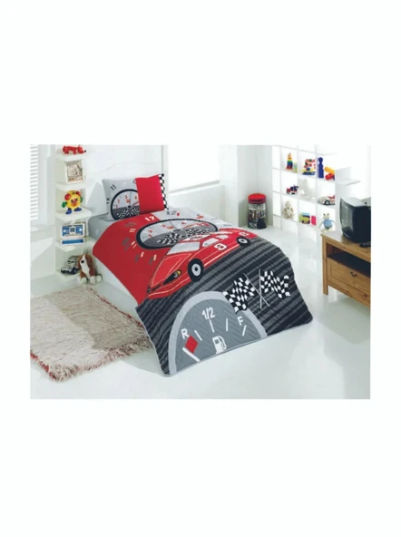 Kristal Tek Kişilik Ranforce Dört Mevsim Kapitoneli Nevresim Takımı Yarışçı