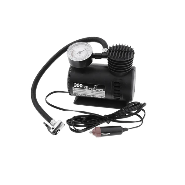Mini Hava Kompresörü 12V Araç Tipi Çakmaklık Araba Bisiklet Teker Lastik Şambrel Top Şişirme 300 Psı - 5
