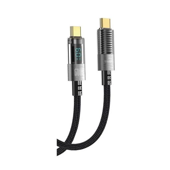 Gritty Dijital 60W Type-C to Type-C Örgülü Şarj Kablosu 1.1 m Siyah (GL-DP01)