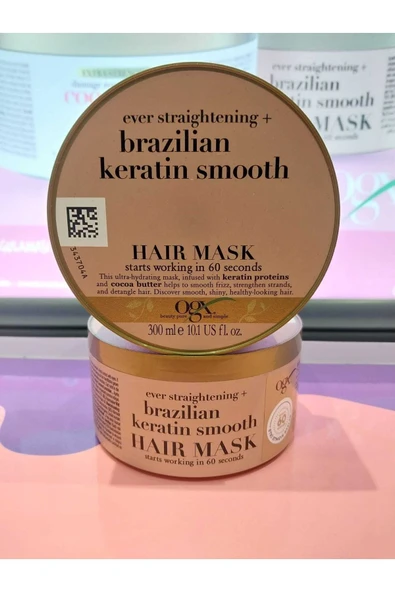 OGX Brazilian Keratin Smooth Kıvırcık Ve Dalgalı Saçları Düzleştirici Saç Bakım Maskesi 300 Ml