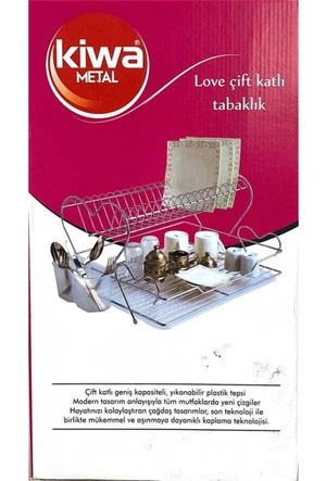 Kiwa Metal SİYAH  2 Katlı Bulaşık Sepeti - Tabaklık - 3