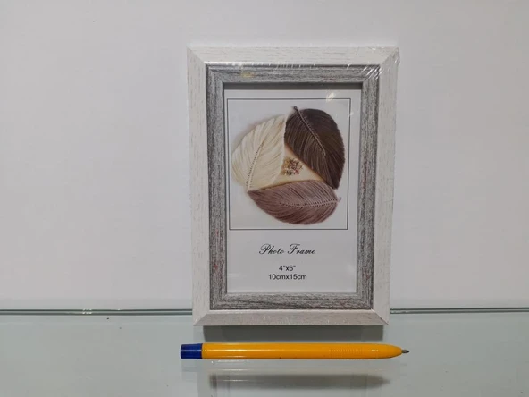Modern Ahşap Beyaz Cam Çerçeve 10 x 15 cm